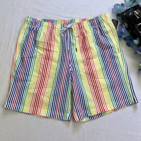 Lands' End NWT Seersucker Volley Swim Trunk Men Various - Picture 2 of 15